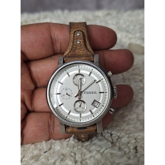 Fossil Original Boyfriend Chronograph Leather Watch Water Resistant NEED BATTERY - Picture 3 of 13